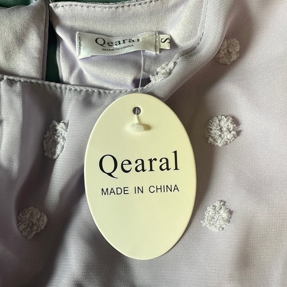 NWT Qearal Lilac Blouse Small Purple Long Sleeve Pom Pom Dots Pullover Loose - Picture 11 of 14